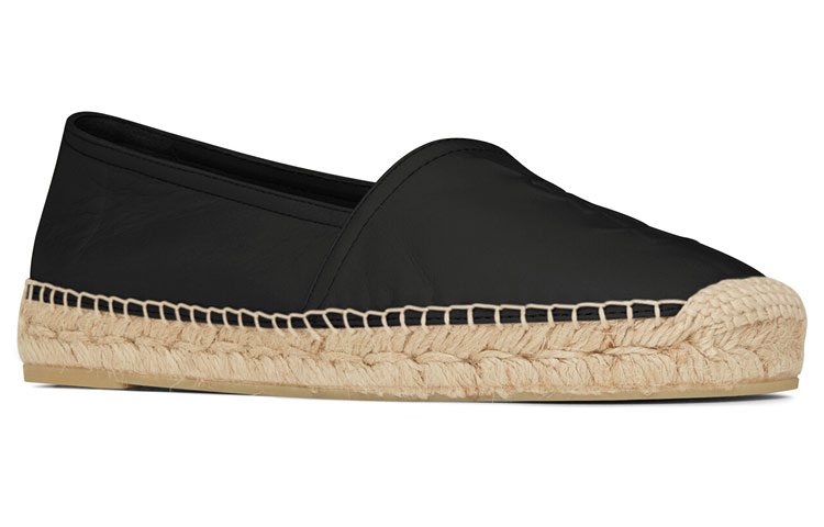 SAINT LAURENT Embossed-logo Leather Espadrilles