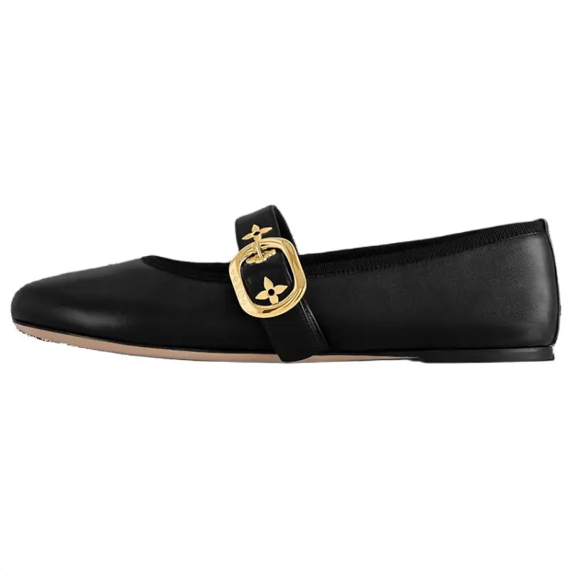 LOUIS VUITTON Romy Flat Mary Jane Shoes Women's Black