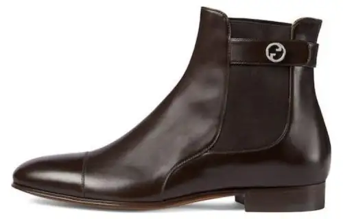 GUCCI Blondie Leather Chelsea Boots Men's Brown