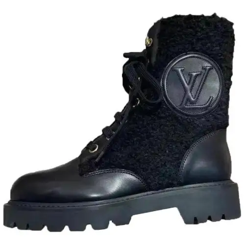 LOUIS VUITTON Territory Leather Ankle Boots Women's Black