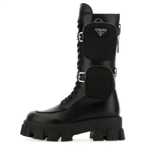 PRADA Monolith Knee high Boots Women's Black