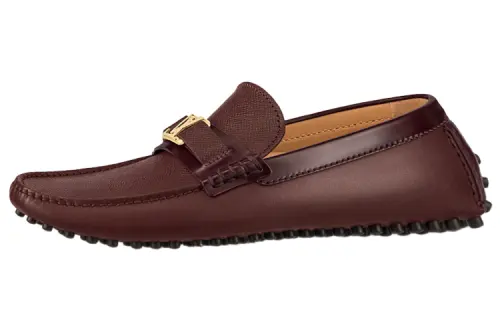 LOUIS VUITTON Hockenheim Leather Casual Shoes Men's Burgundy