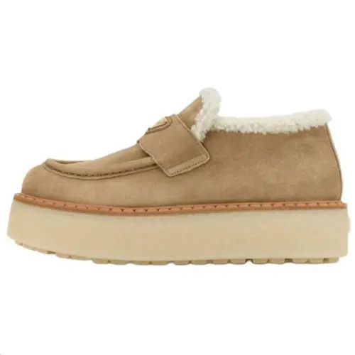 PRADA Evolve Suede Loafers Women's Brown