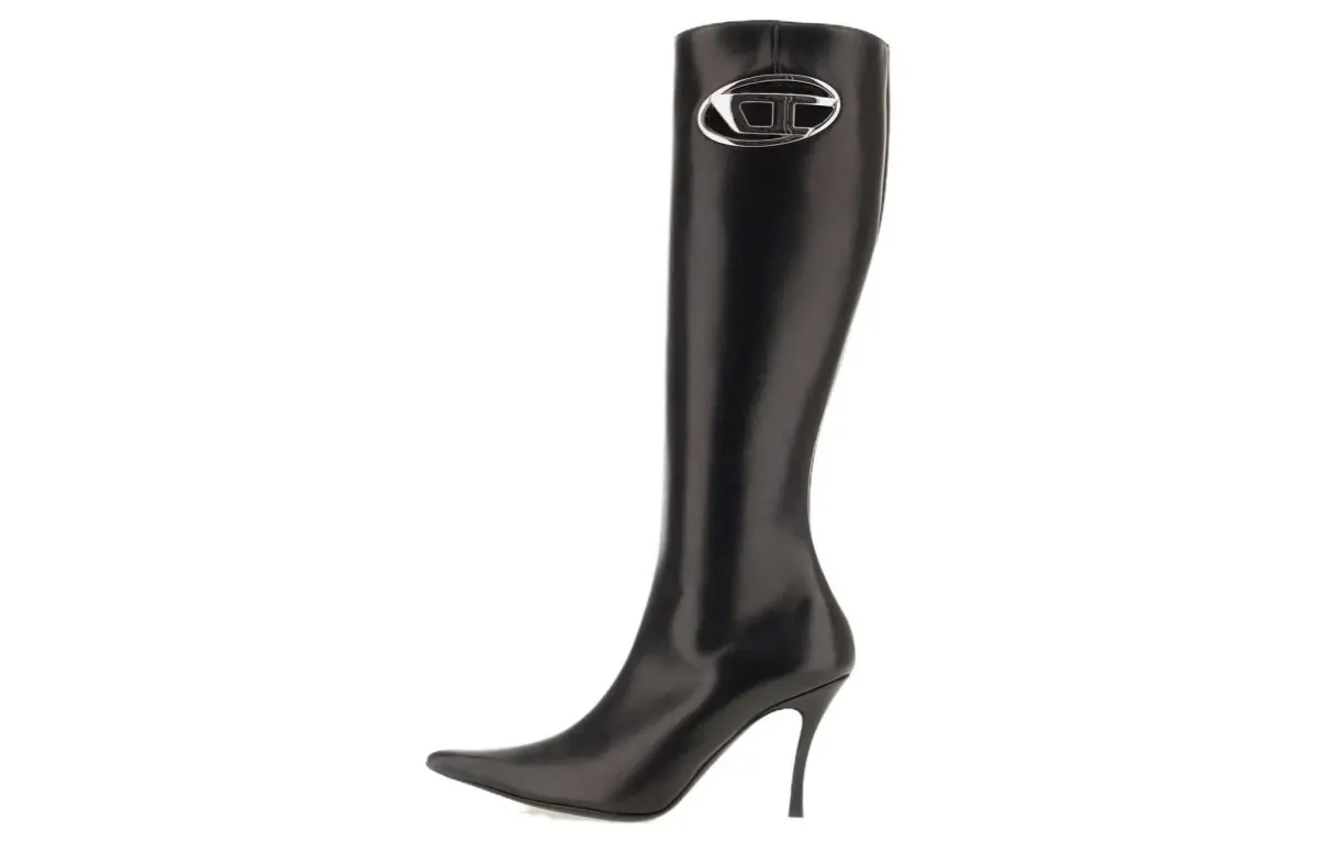DIESEL D Venus Leather Knee high Boots 9cm Women's Black