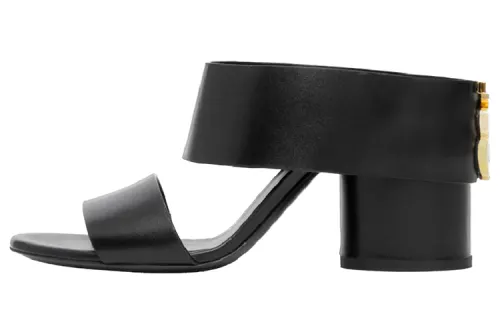 Burberry Chunky Heel Slide Slippers Women's Black