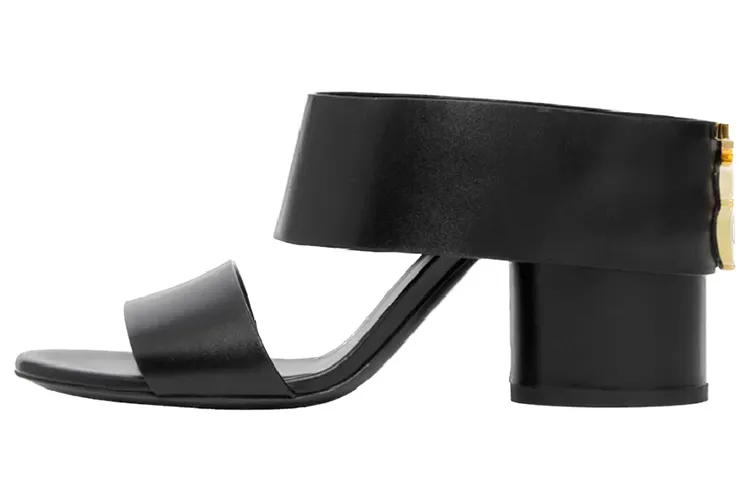 Burberry Chunky Heel Slide Slippers Women's Black