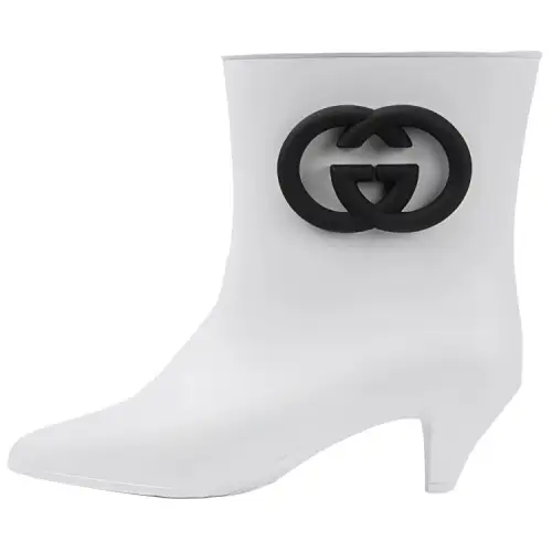 GUCCI Interlocking Rubber Ankle Boots Women's White
