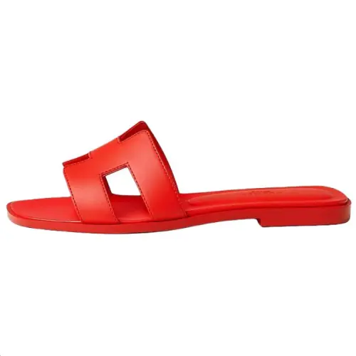 HERMES Oran Slide Slippers Women's Pomegranate Red
