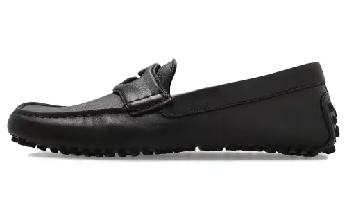 GUCCI Interlocking Leather Loafers Men's Black