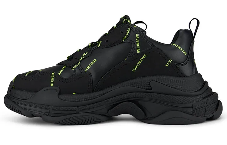 Balenciaga Triple S Allover Logo Black Green