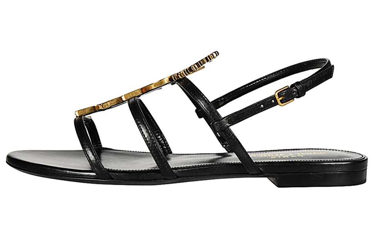 Женские сандалии Saint Laurent Logo Sandals (черные)