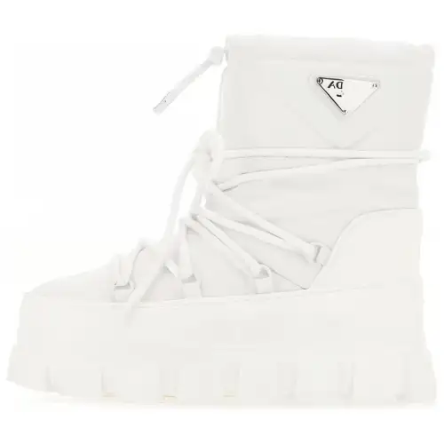 PRADA Re Nylon Crew Snow Boots 4cm Women's White