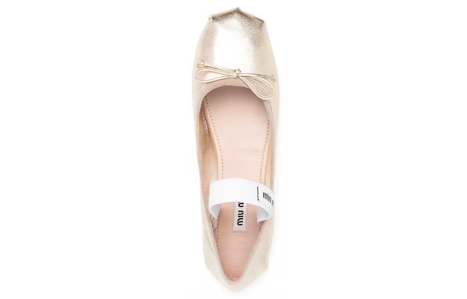 MIU MIU Leather Casual Shoes Women's Gold
