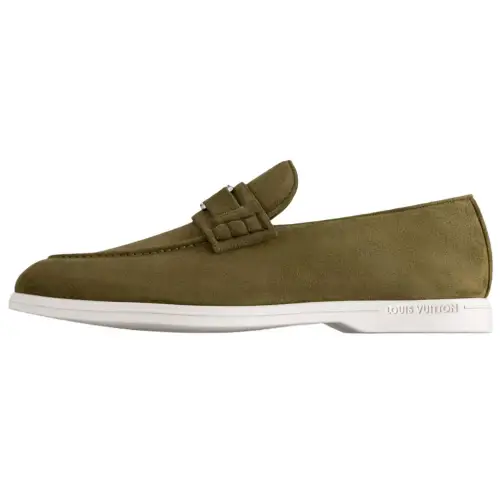 LOUIS VUITTON Estate Cow Leather Loafers Men's Green