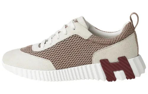 HERMES Bouncing Mesh Abrasion Resistant Abrasion Resistant Low top Sports Casual Shoes Women's Beige Gray