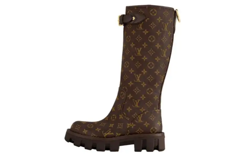 LOUIS VUITTON Cow Leather Knee high Boots Women's Brown