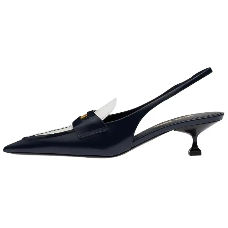 MIU MIU Leather Slim Heel High Heels Women's Blue White