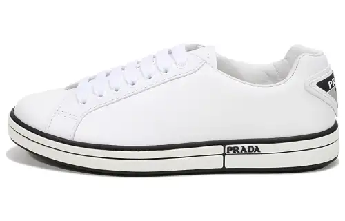 PRADA Cow Leather Low top Stylish Skateboarding Shoes Men's White Black