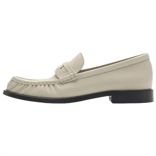 Burberry Cadet Calfskin Casual Shoes Women's Ivory White