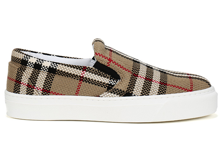 Женские кеды Burberry Checked (бежевые) — фото 2