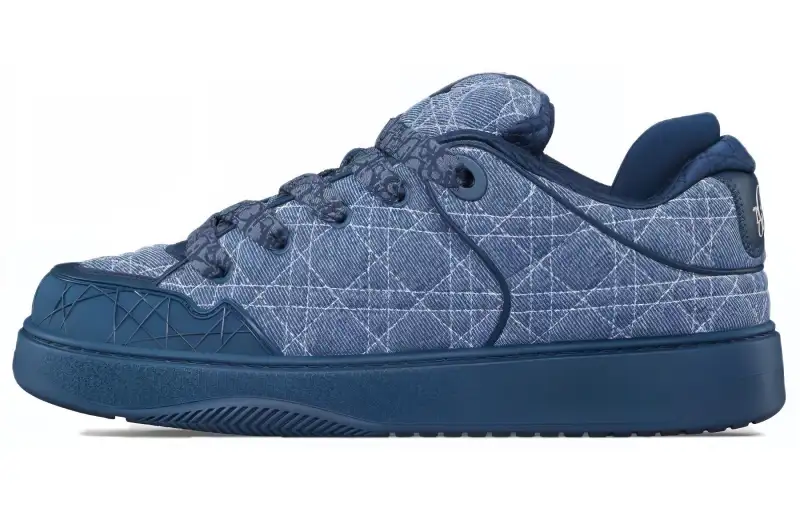 DIOR B9S Puffy Shoes Denim Low top Skateboard Shoes Men's Blue