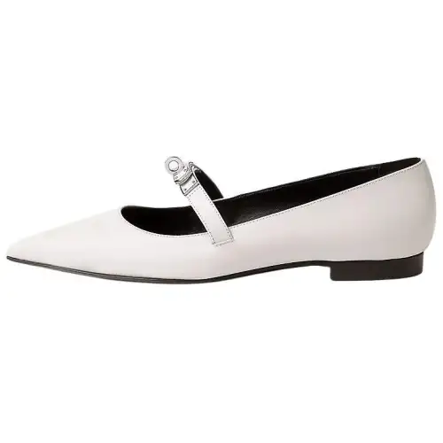 HERMES Kelly Calfskin Casual Shoes Women's Light Gray