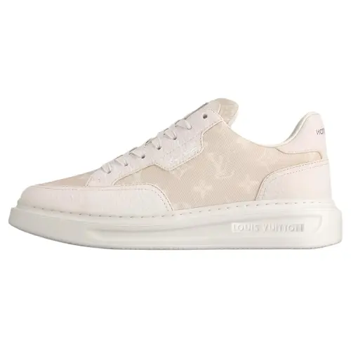 LOUIS VUITTON Beverly Hills Denim Low top Skateboard Shoes Men's Beige