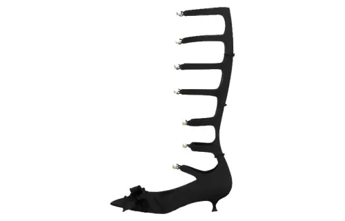 DIOR Adiorable Satin Knee high Boots 4cm Women's Black