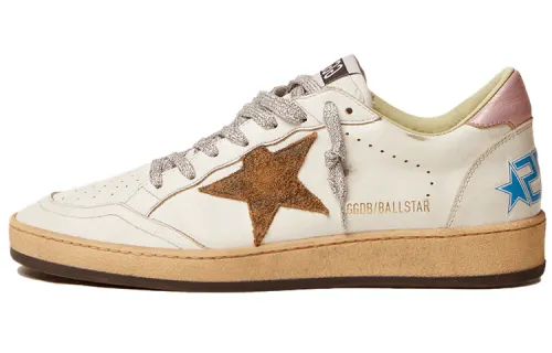 Golden Goose Ball Star Leather Low top Skateboard Shoes Women's White Brown Blue Distressed