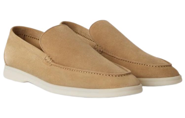 Loro Piana Summer Walk Suede Loafers Men's Light Wood Smoke
