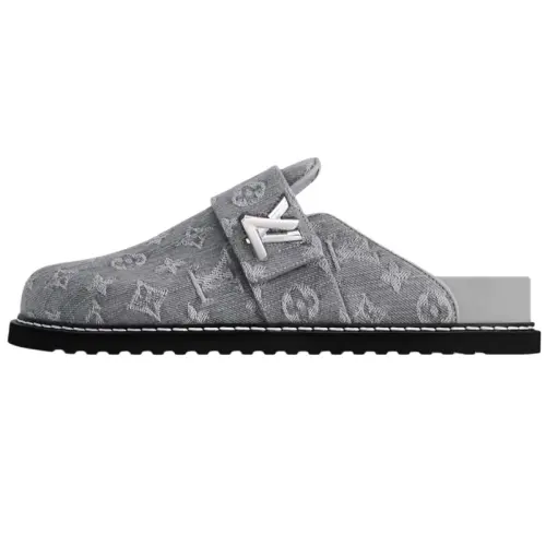 LOUIS VUITTON Cosy Comfort Closed Toe Slippers Women's Gray