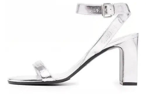 Balenciaga Logo Metallic Ankle Strap Sandals Women's