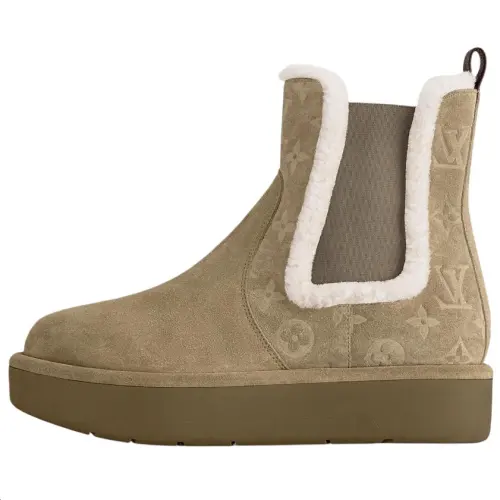 LOUIS VUITTON Aspen Short Chelsea Boots Women's Khaki Green