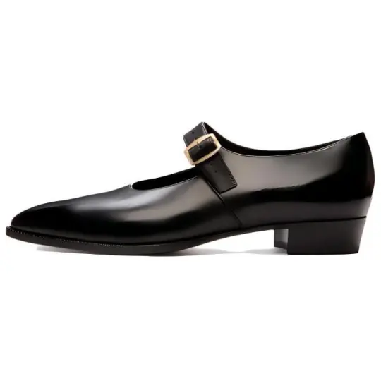 BALLY Glendale Leather Chunky Heel Mary Jane Shoes Women's Black