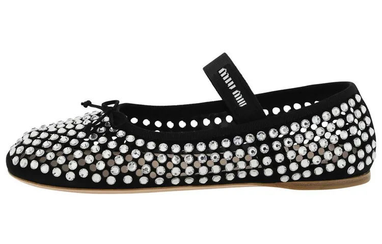 MIU MIU Ballerinas Black Satin