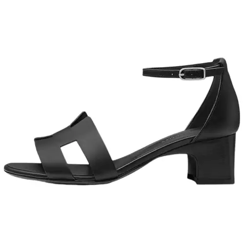 HERMES Encens Leather High Heel Fashion Sandal Women's Black