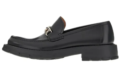 FERRAGAMO Leather Casual Shoes Men's Black