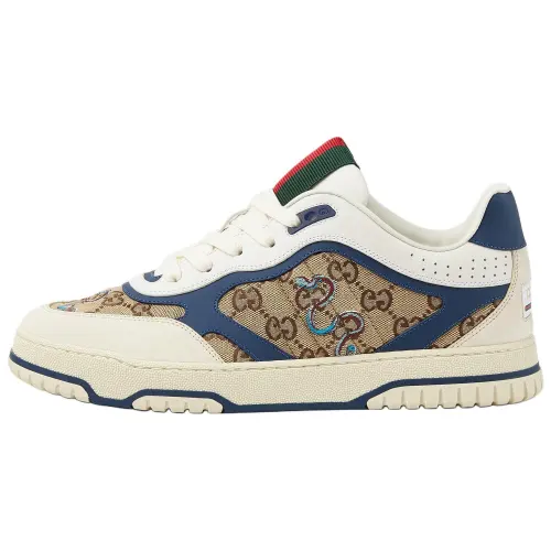 GUCCI Re Web Leather Low top Skateboard Shoes Men's Ecru