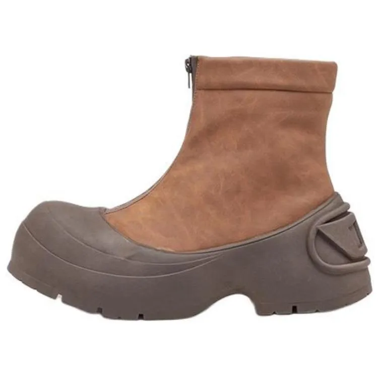 DIESEL OVAL D Synthetic Leather Ankle Boots Men's Brown