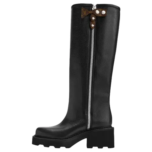 LOUIS VUITTON Beaubourg Knee high Boots 4cm Women's Black