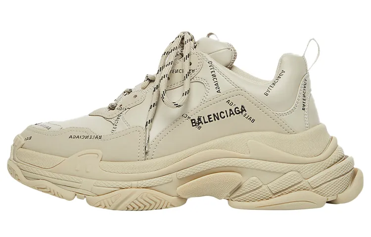 Balenciaga All Over Logo Triple S Beige Women's