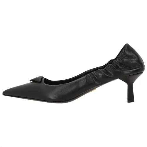 PRADA Leather Slim Heel High Heels 5.5cm Women's Black