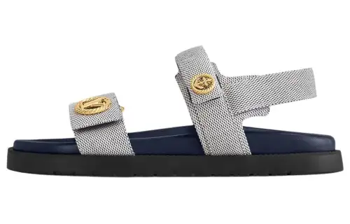 LOUIS VUITTON Sunset One Strap Sandals Women's Black White