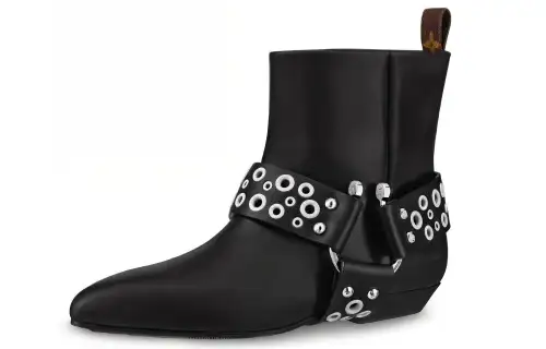 LOUIS VUITTON Rhapsody Ankle Boots 'Black With Silver Belt' Women's