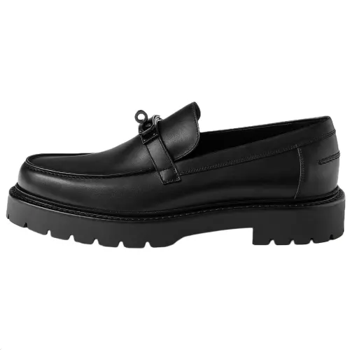 HERMES Icone Calfskin Loafers 3cm Men's Black