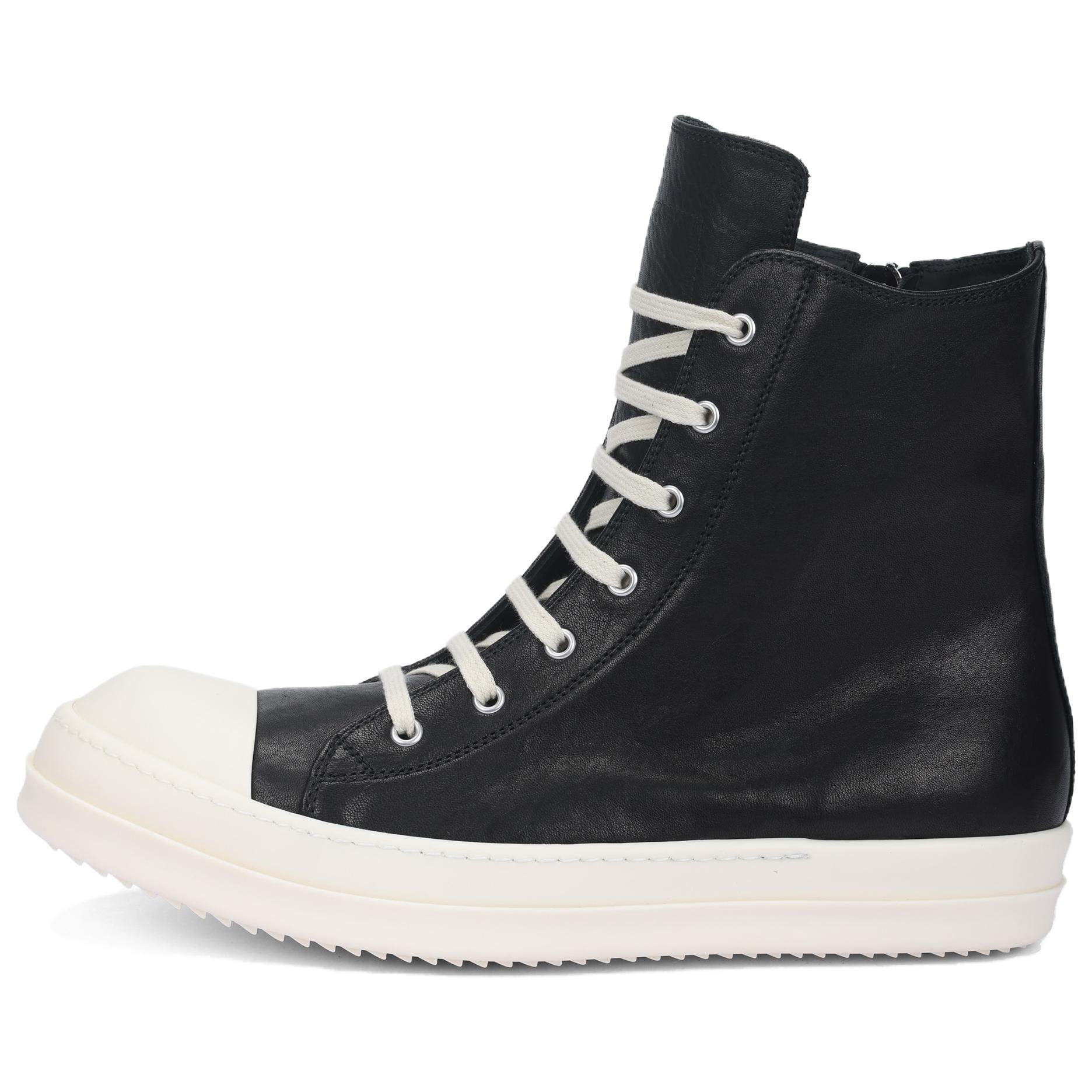 RICK OWENS Cargo Basket Leather Hi-Top Sneakers