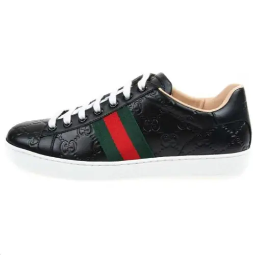 GUCCI ACE Cow Leather Low top Skateboard Shoes Women's Black