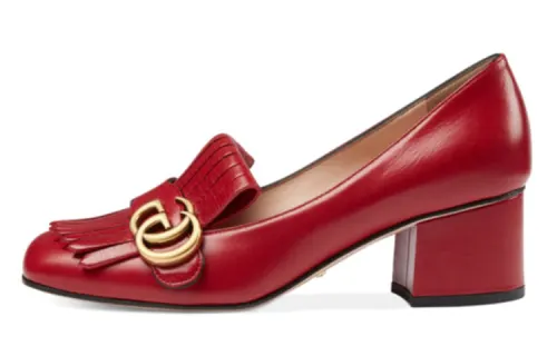 GUCCI GG Marmont Block Heel High Heels Women's Red