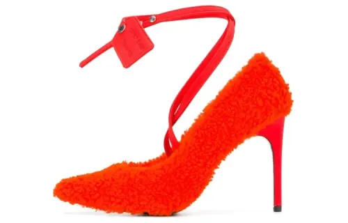 OFF-WHITE textured ankle-strap pumps