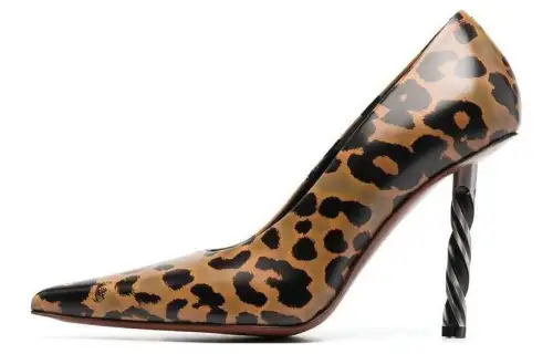 Vetements Drill-heel Leopard-print Pumps